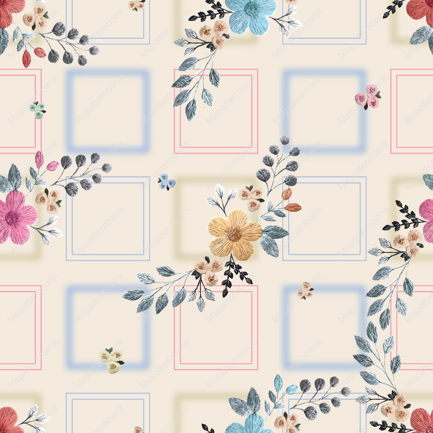 Modern Sage Rhombus Geometric Fabric Pattern