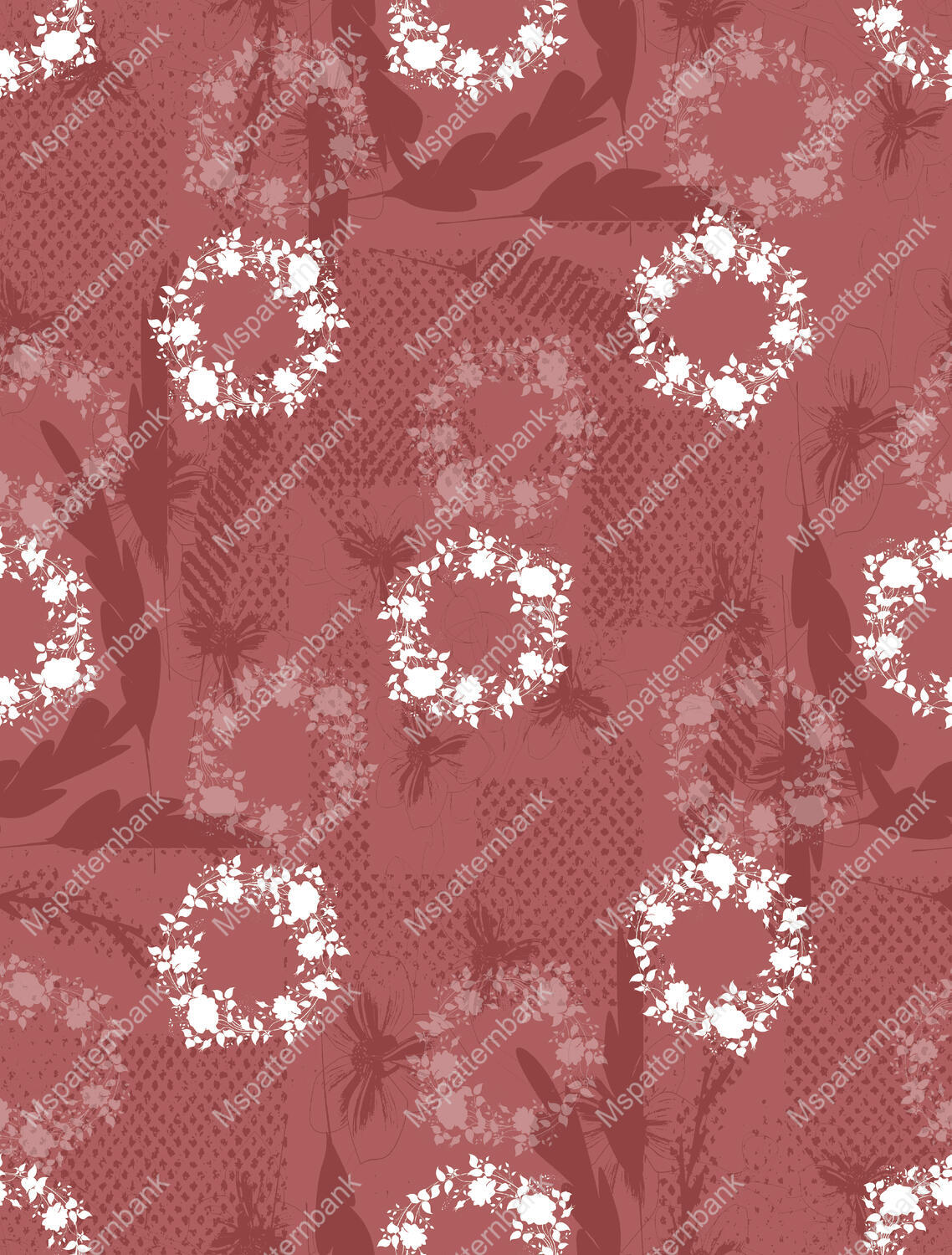 Gorgeous Crimson Damask Geometric Fabric Design