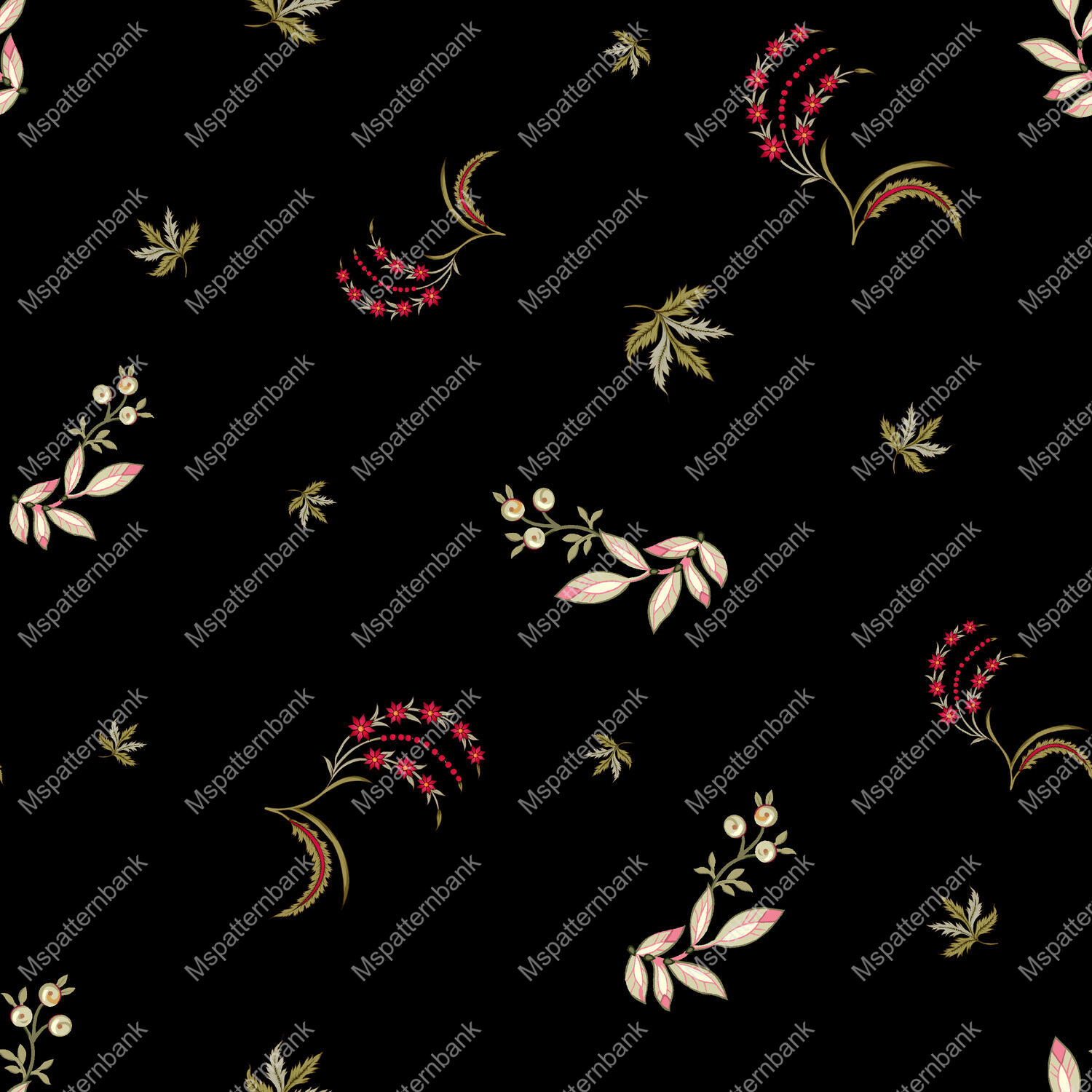 Modern Teal Botanical Geometric Textile Design
